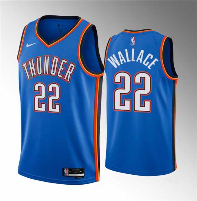 Men%27s Oklahoma City Thunder #22 Cason Wallace Blue 2023 Draft Icon Edition Stitched Basketball Jersey->new orleans pelicans->NBA Jersey